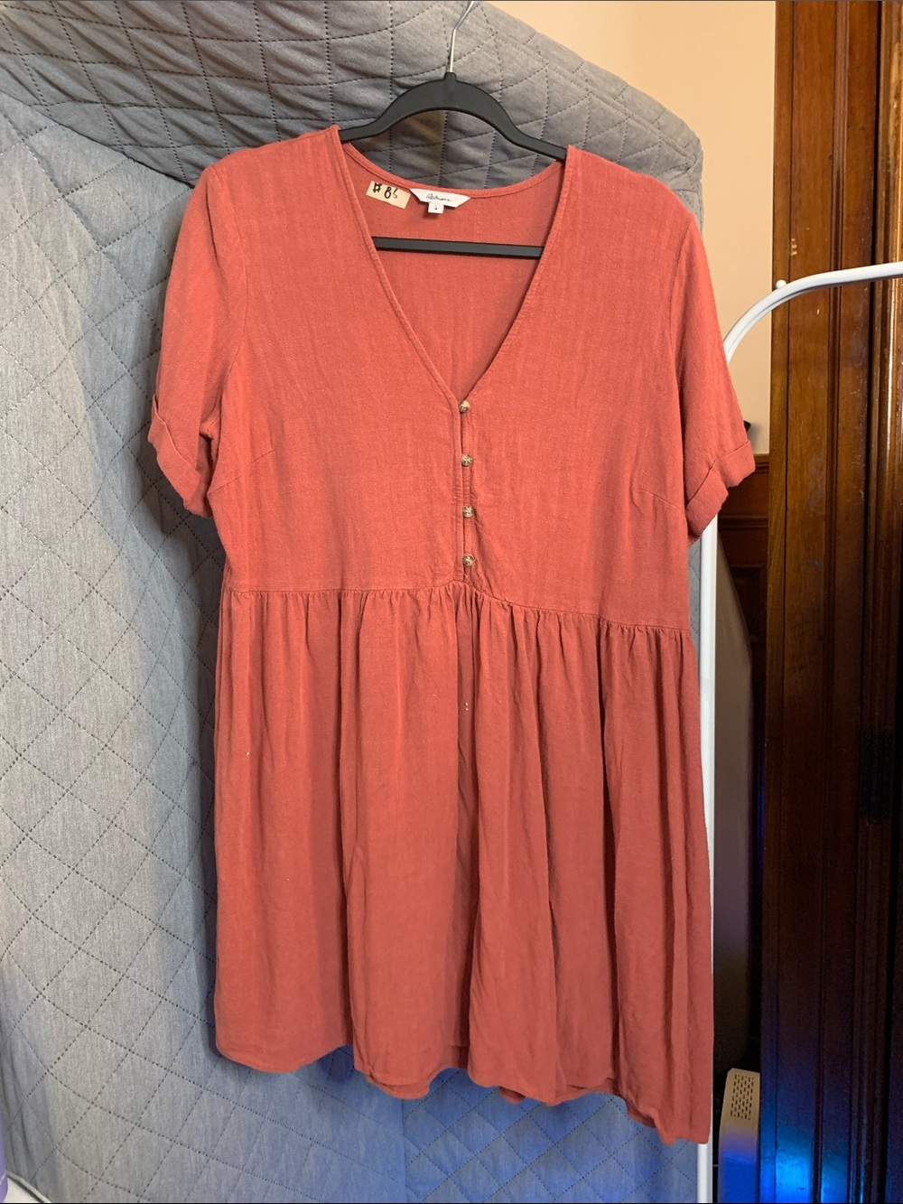 Reitmans Rust V-Neck Button Front Tunic Dress